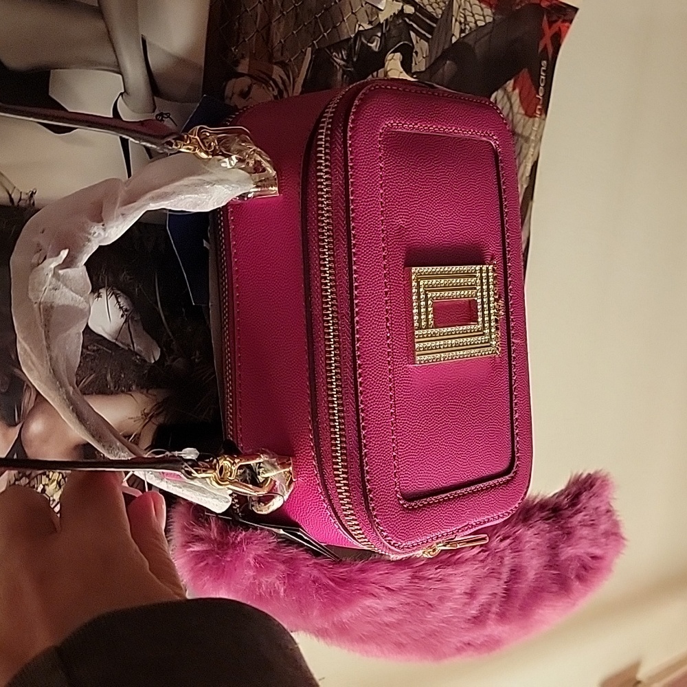 NWT Karl Lagerfeld Paris Simone faux fur trim crossbody bag - Picture 6 of 7